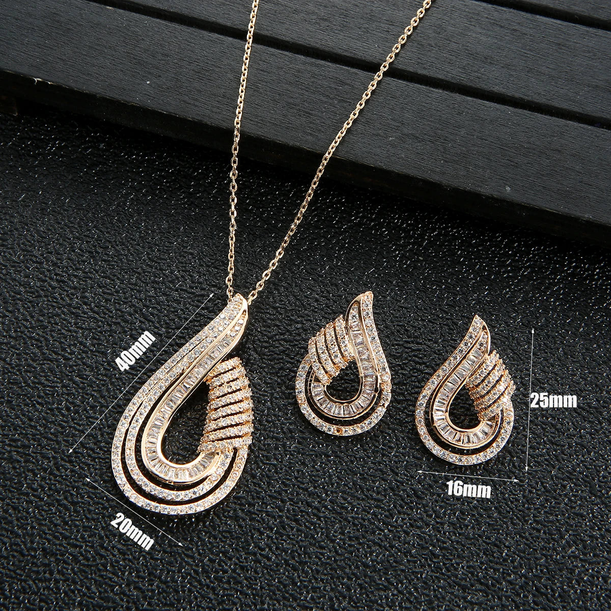 Luxury AAA Zircon U Shape Necklace Earrings  Set For Women High Quality Party Wedding Jewelry  D1470