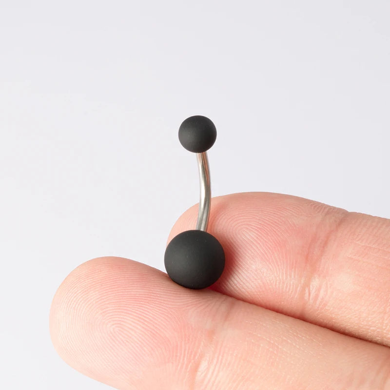 2pcs White Black Acrylic Belly Button Ring Navel Piercing Bar Surgical Steel for Women Sexy Ombligo Belly Stud Body Jewelry 14G