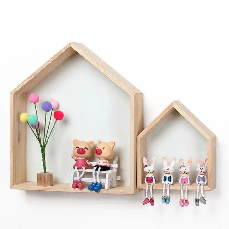 High Quality 2PCS Kids Room Decoration Wooden Shelf For Kids Room Nursery Decoration Wall Wood Shelf  Children Room Wall Shelf