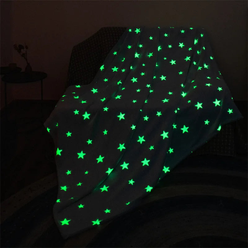 Hemasa Sky Blue Stars Luminous Glow in Dark soft Kids Napping Blanket Magical Dress for New Year 2022