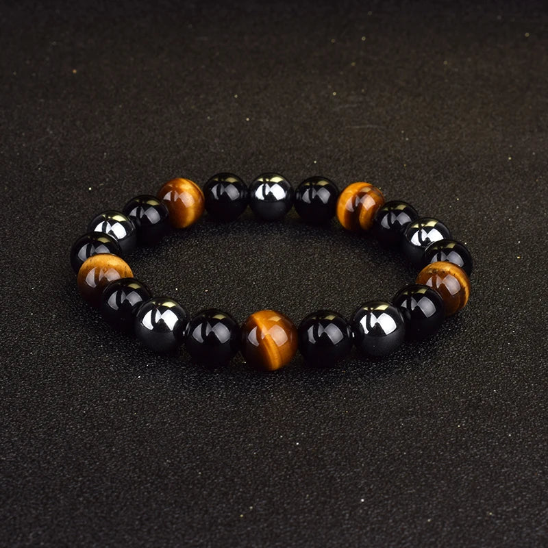 Natural Tiger Eye Hematite Bracelets Men Obsidian Magnetic Health Protection Balance Beads Bracelets Women Reiki Healing Jewelry