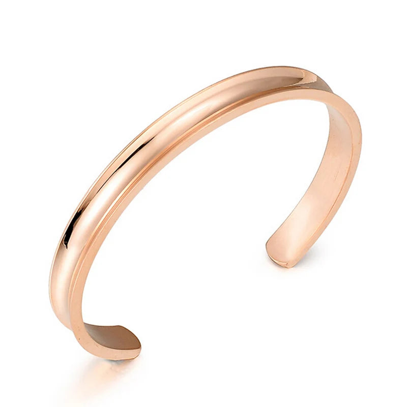 Stainless Steel Hair Band Bracelet C-Shaped Open Concave Arc Groove Rubber Band Gold Silver Color Titanium Steel Cuff Bangle