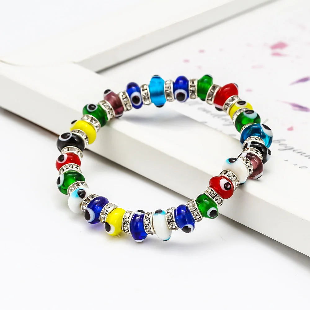 Lucky Eye Multi Color Glass Turkish Evil Eye Beads Bracelet Adjustable Chain Bracelet for Women Female Fashion Jewelry BE61