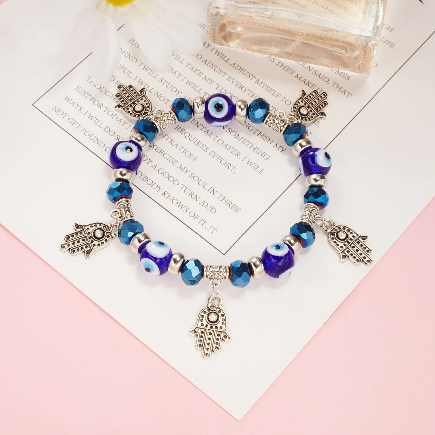 Adjustable Elastic String Evil Eye Bracelet Crystal Rhinestone Resin Beads Lucky Bracelet For Women Men Lady Couple Girl Gift
