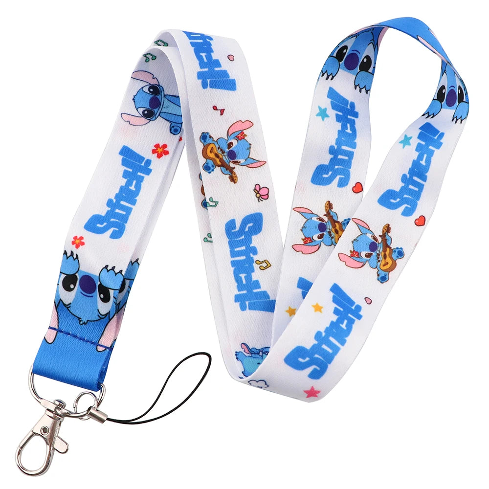 YQ774 Stitch and Pink Angel Lanyard Phone Strap for Keys ID Badge Holder Neck Strap Key Chains Cord Hang Rope Lariat Gift