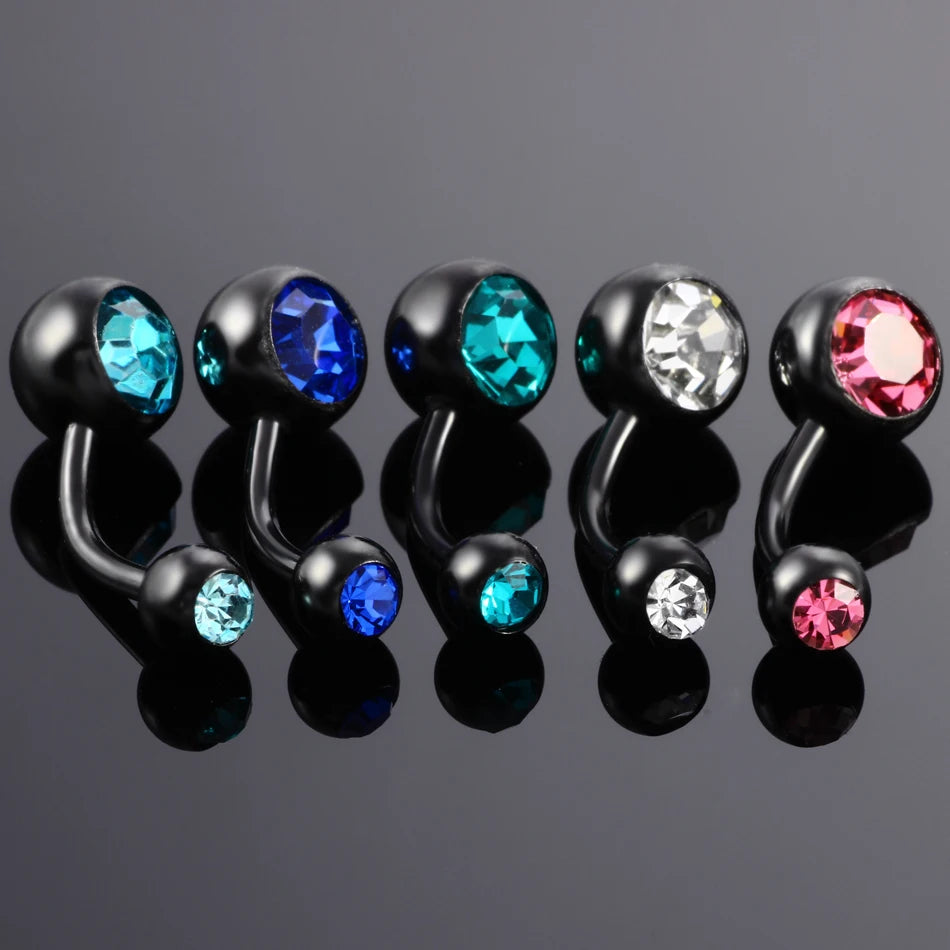 5Pcs/lot Stainless Steel Navel Piercing Crystal Belly Button Rings Rhinestone Belly Piercing Nombril Ombligo Women Body Jewel