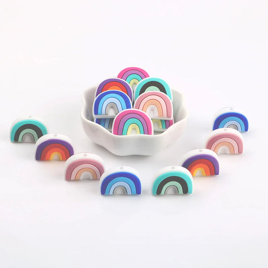 Kovict 10pcs BPA Free New Rainbow Beads Cute Silicone Beads For Food Grade Accessories Jewelry Making Bulk DIY Crafts Wholesale