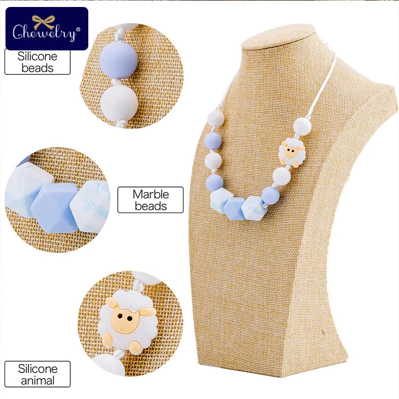 Hemasa Baby Teething Necklace Food Grade Silicone Beads Long Chain Baby Goods Silicone Bead Nurse Gift For Baby Teether