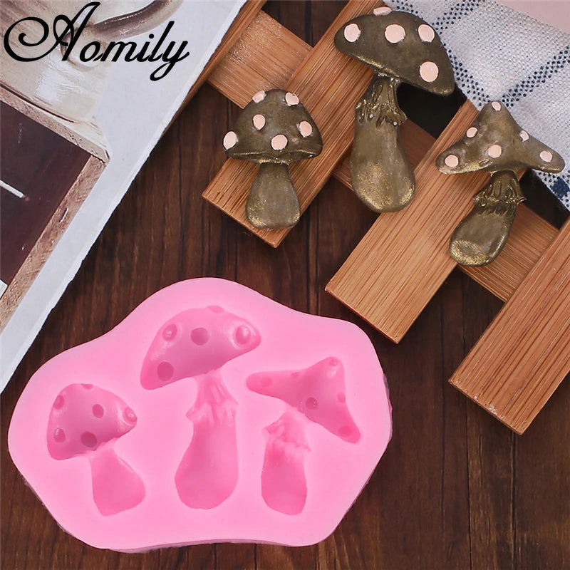 Aomily Mushroom Silicone Mold Cake Molds Fondant Molds Sugar Craft Chocolate Moulds Tools Cake Decorating Baking Accessories