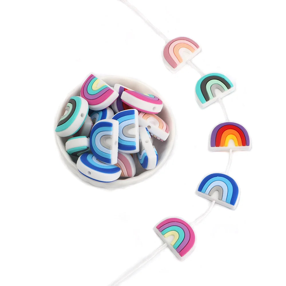 Kovict 10pcs BPA Free New Rainbow Beads Cute Silicone Beads For Food Grade Accessories Jewelry Making Bulk DIY Crafts Wholesale