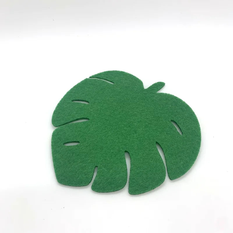 8 pcs Leaf Felt Coaster Cup Mats Cartoon Pad Fabric Summer Party Decoration Flamingo Supplies For Home Felt Children Room