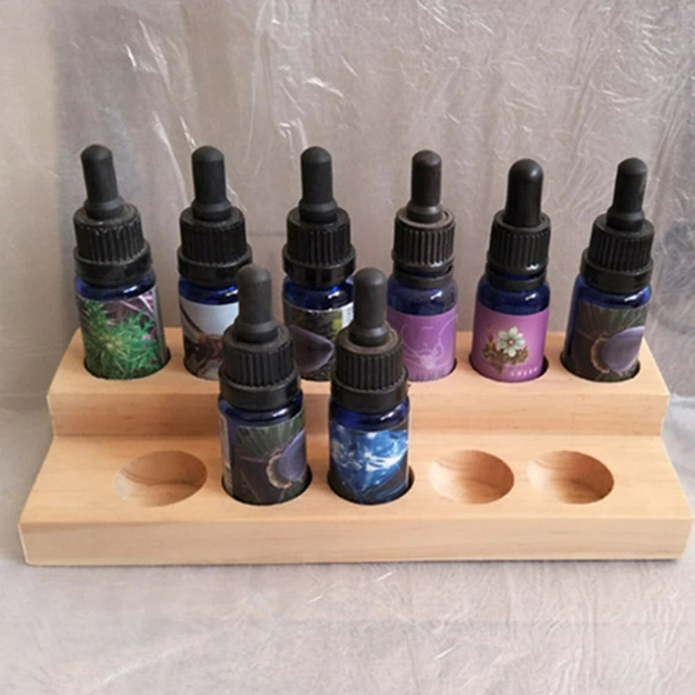 11 Compartments Essential Oil Display Stand Shelf Wooden Exquisite Rack With 11 Grooves Can Hold 15ml Bottles #W0