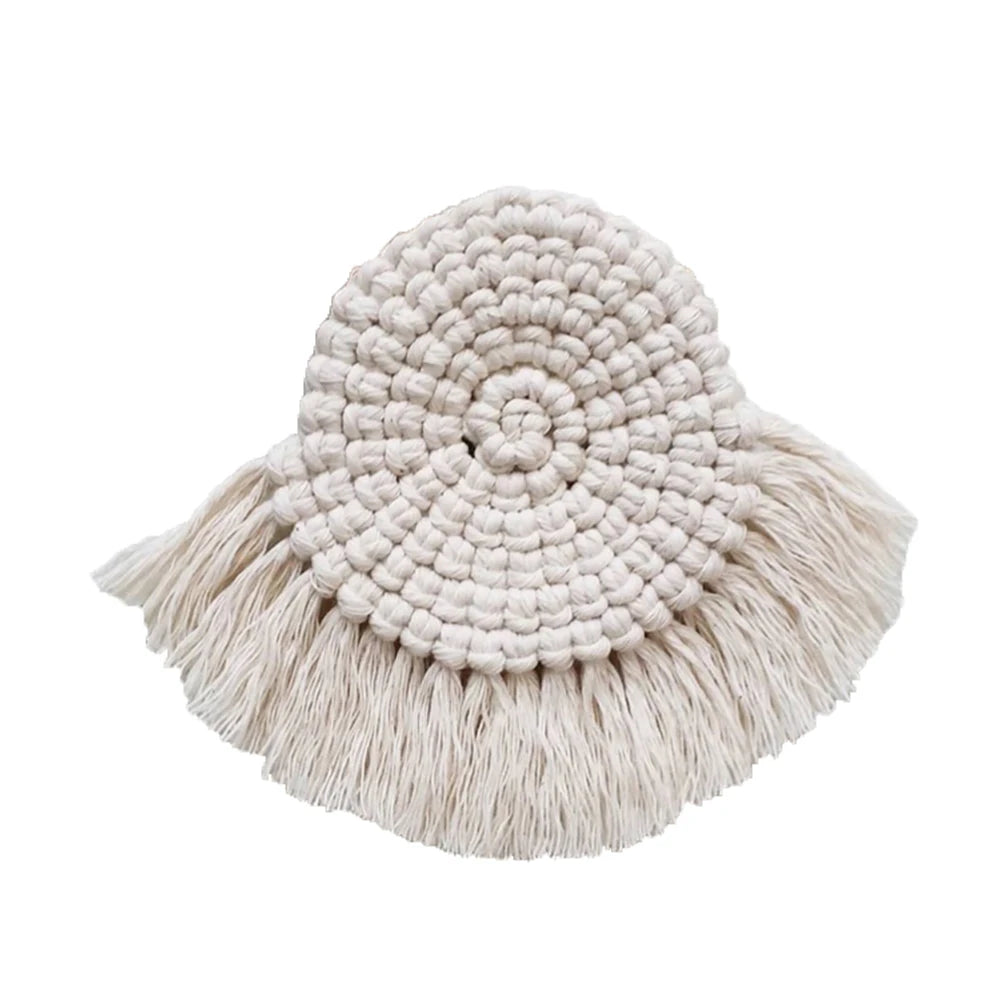 Macrame Placemats Cup Mat Bohemia Tablecloth Coaster Cup Pad Northern Europe Style Pure Handcrafted Cotton Braid Insulation Mats