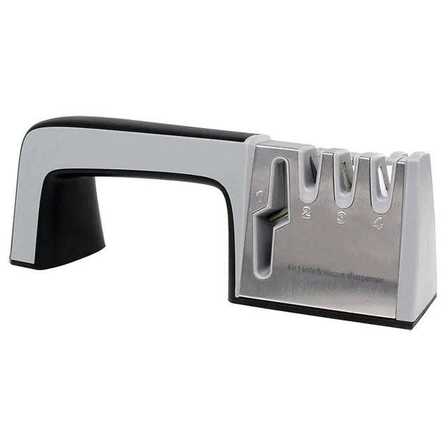 Tejesa 4 In1 Knife Sharpener Diamond Coated Fine Ceramic Kitchen Knife Shears Scissors Sharpening Stone With Non-Slip Base Kitchen Tool