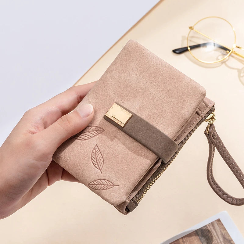 Mini Coin Purse Wristband Women's Wallet Buckle Zipper Short Female Clutch Portable PU Leather Card Holders Vintage Money Bags