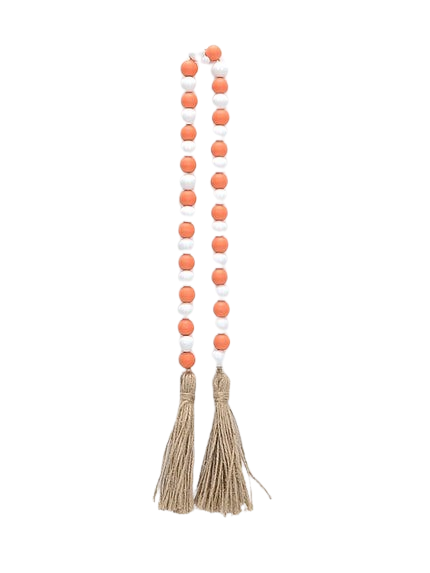Hemasa 85cm White  and Orange  White and  Brown Wood Bead Garland With 16mm