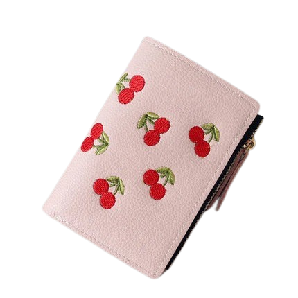 Hemasa New Cherry Fruit Embroidery Women Purse Wallets Fashion Simple Students Wallet Small PU Leather Wallet Mini Card Holder Bags