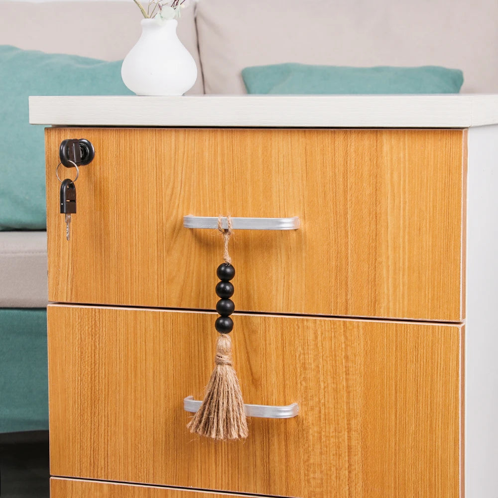 Home Decor Wood Bead Closet Pendant With Tassels Clothes Rack Garland Farmhouse Rustic Door Handle Drawer Knob
