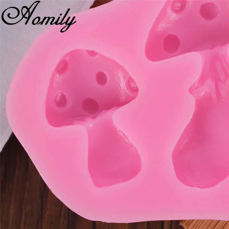 Aomily Mushroom Silicone Mold Cake Molds Fondant Molds Sugar Craft Chocolate Moulds Tools Cake Decorating Baking Accessories