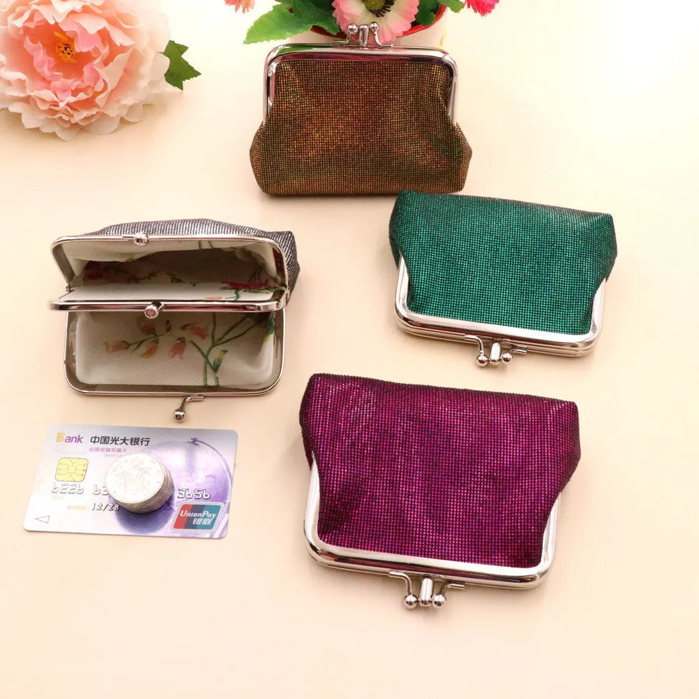Retro Double Layer Bright Grid Short Wallet Creative Card Holder Mini Coin Purse For Women Wallet Hasp Clutch Bag Women'S Purses