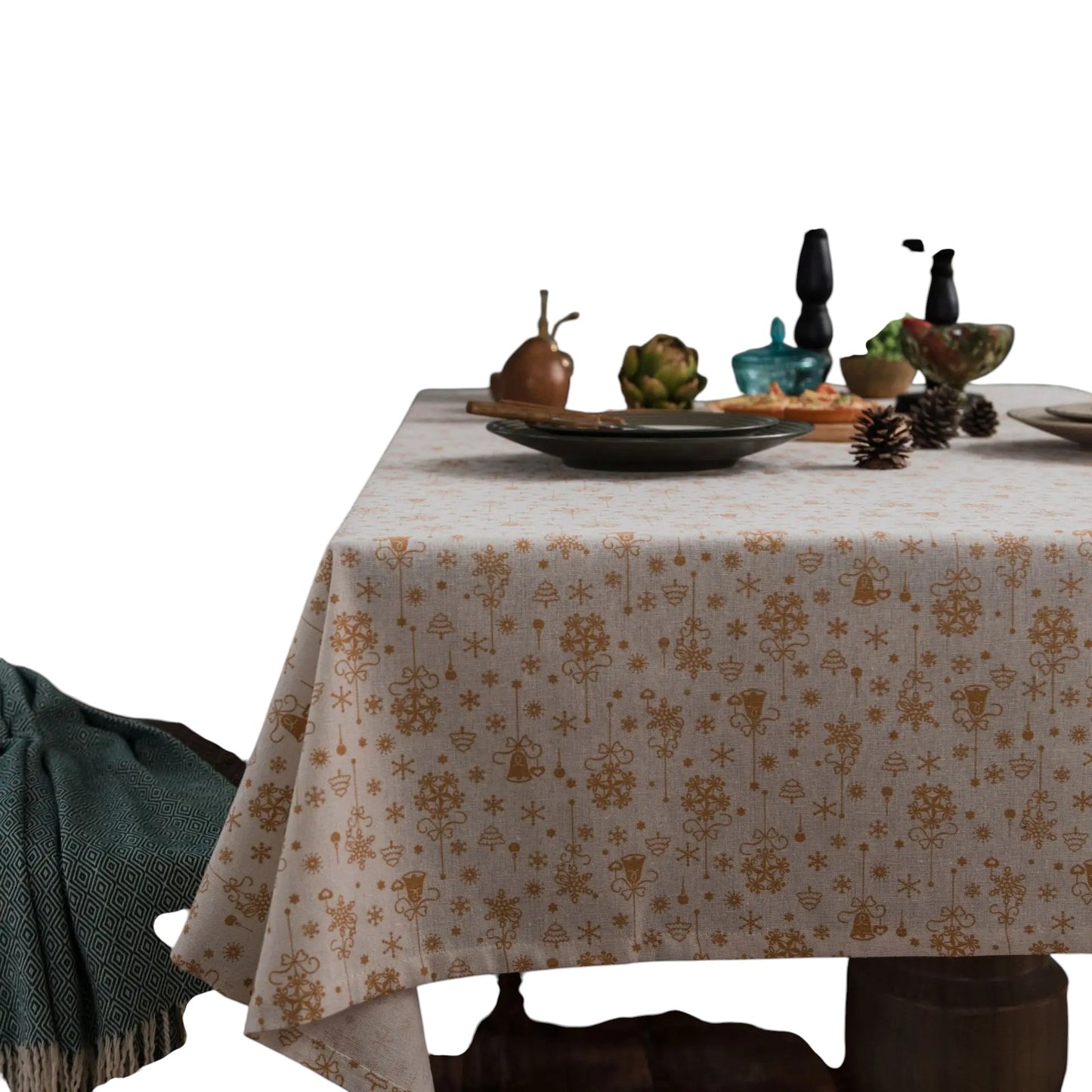 Tejesa Green Tablecloth with Christmas Pattern, Cloth, Pillowcase, Wedding Decoration, Banquet Table Cover