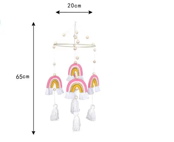 Kids Room Decor Nordic Rainbow Wind Chimes Wall Garlands 2PCS Handmade Hanging Decor Kids Room Boys Girl Bedroom Decoration