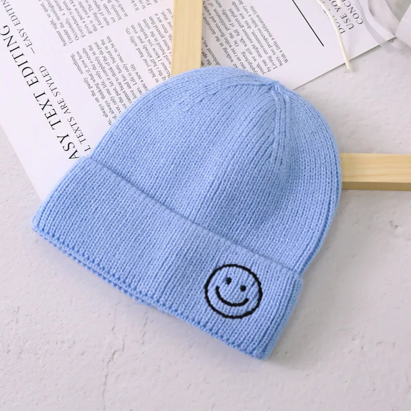 Autumn and winter baby hats cartoon smiley knitted children's hats suitable for 6 months-6 years old male and female babies