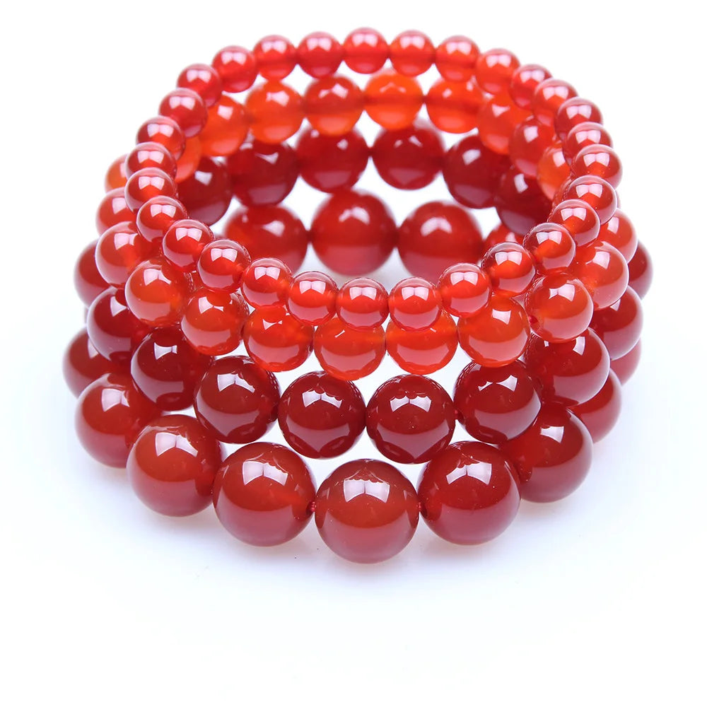 Red Carnelian Coral Natural Stone Beads Elastic Beaded Bracelet Bangle Men Women Bracelets Jewelry Gifts 4mm 6mm 8mm 10mm 14mm