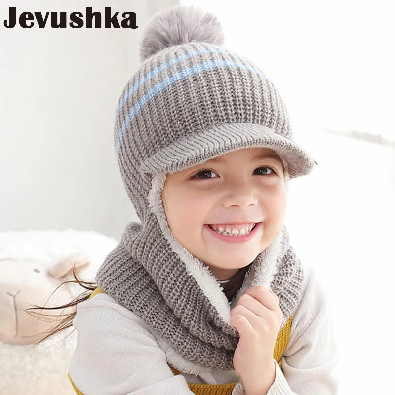 Baby Winter Hat Pom Pom Beanie Hats Baby Girl and Boy Hat with Warm Fleece Lining Caps for Kids HT19025