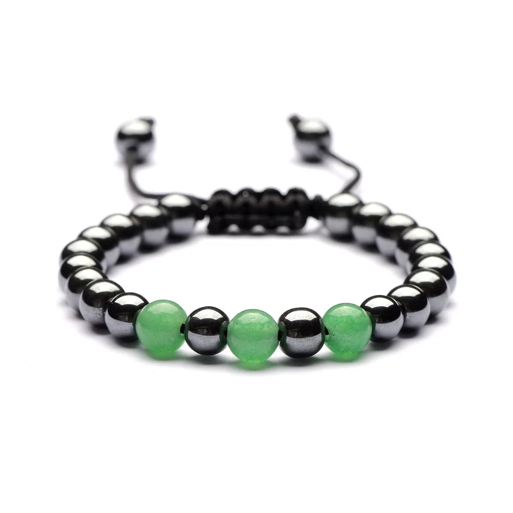 Lover Friendship Weave 8mm Hematite 7 Chakra Turquoises Stone Bracelet Reiki Healing Beads Strand Energy Bracelets Jewelry