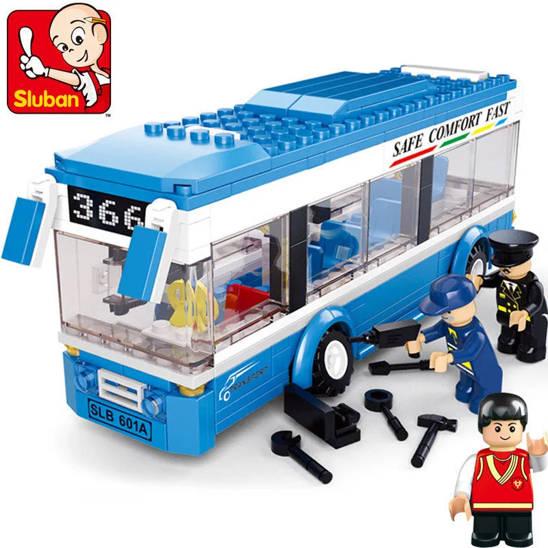 SLUBAN City Single-Decker Bus Car Model Building Blocks Sets Juguetes COMFORT FAST Bricks Figures Educational Kids Toys 235PCS
