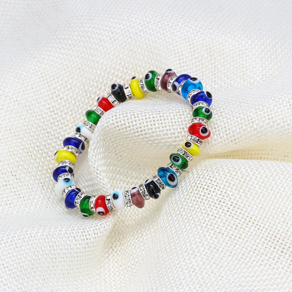Lucky Eye Multi Color Glass Turkish Evil Eye Beads Bracelet Adjustable Chain Bracelet for Women Female Fashion Jewelry BE61