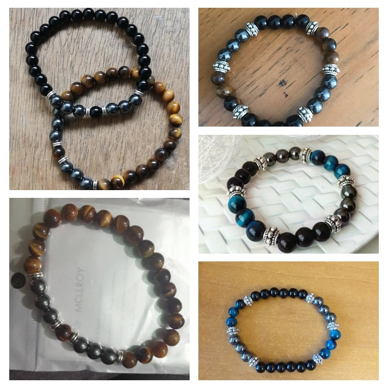 Natural Stone Bracelets Men Women Bracelets Tiger Eye Beads Braslet for Man Women Handmade Casual Jewelry hommes bijoux