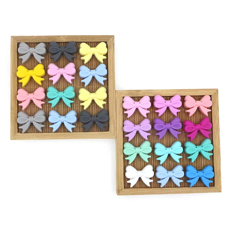 5/10/20Pcs Bow Silicone Beads Silicone Bow Tie Beads For Jewelry Making DIY Pacifier Chain Bracelet Necklace Accessories