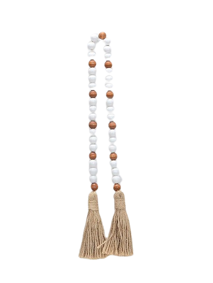 Hemasa 85cm White  and Orange  White and  Brown Wood Bead Garland With 16mm