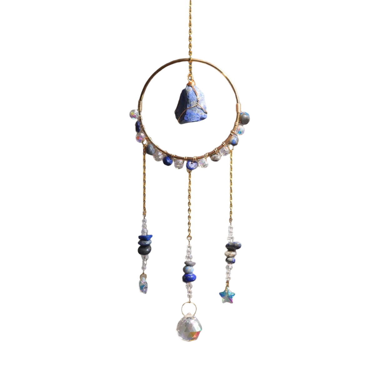 Hemasa Natural crystal sun catcher with gemstones crystal crafts wind chime