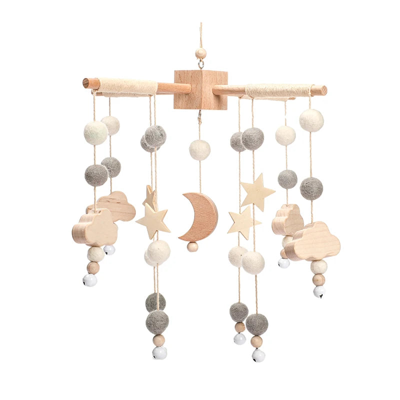 Hemasa Baby Crib Mobiles Wooden Bed Bell Newborn Stroller Rattles Toy Cartoon Plush Toy 0-24M Infant Baby Boy Girls Toys Bed Bell