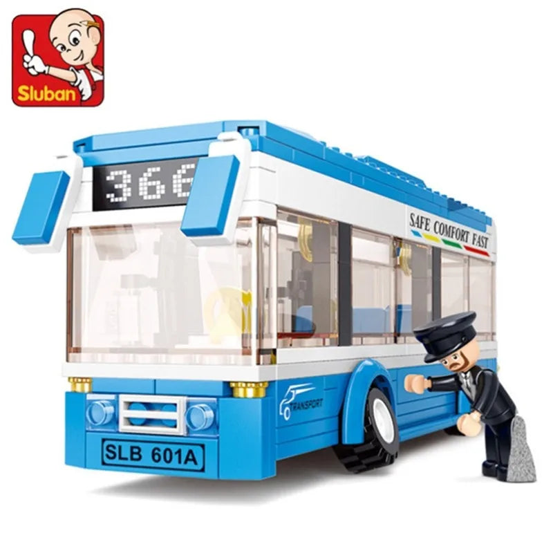 SLUBAN City Single-Decker Bus Car Model Building Blocks Sets Juguetes COMFORT FAST Bricks Figures Educational Kids Toys 235PCS
