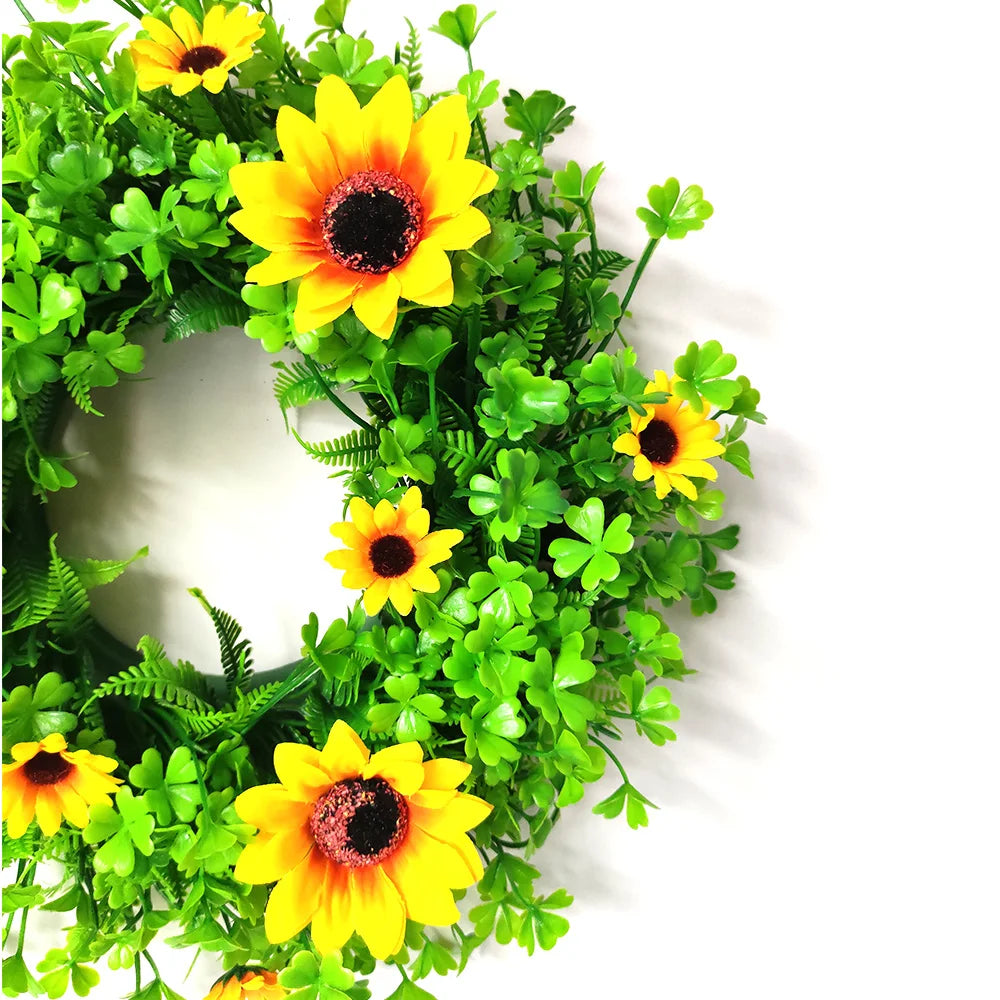 Summer Sunflower Garland Home Decor Artificial Flowers Wreath For House Front Door Decoration Wall Hanging