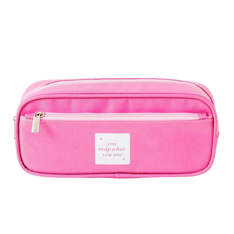Simple Pencil Case Double Layer Large Capacity Pencilcase Kids School Supplies Pen Box Student Pouch Stationery Gift