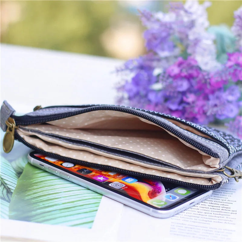 Hemasa Women's Cotton Long Organizer Wallet Ladies Coin Purse Female Clutch Small Phone Pouch Money Bag for Children / Kids/ Girls
