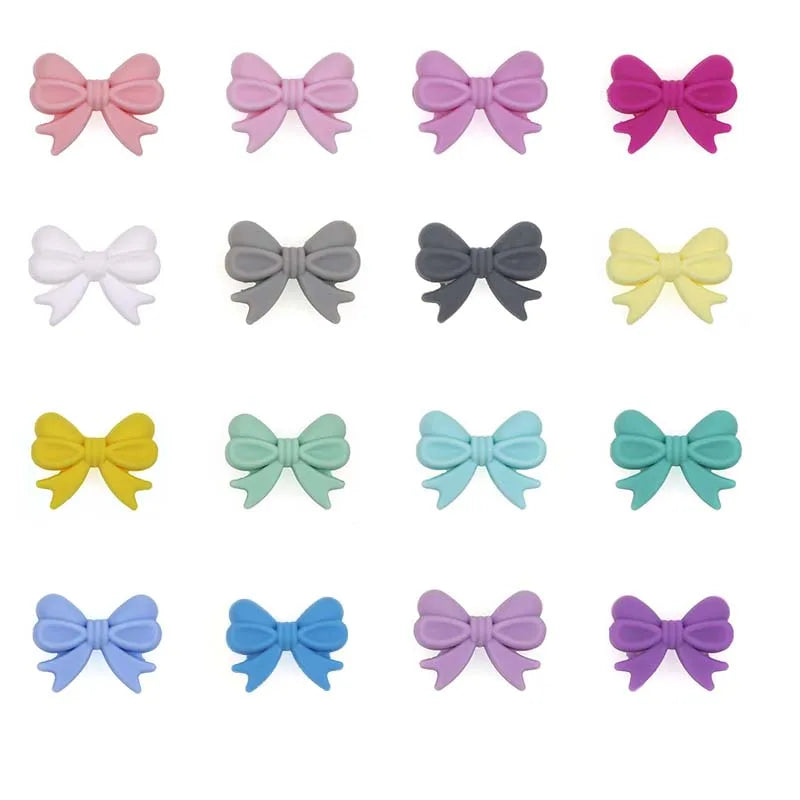 5/10/20Pcs Bow Silicone Beads Silicone Bow Tie Beads For Jewelry Making DIY Pacifier Chain Bracelet Necklace Accessories