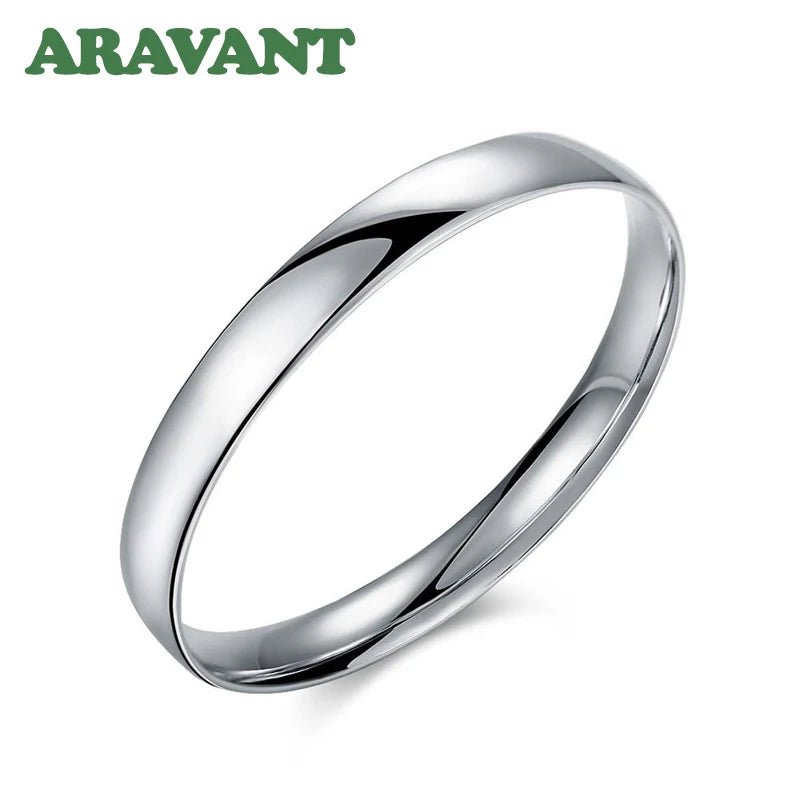 Aravant 925 Silver 10MM Smooth Bracelet&Bangle For Men Women Fashion Jewelry Gifts