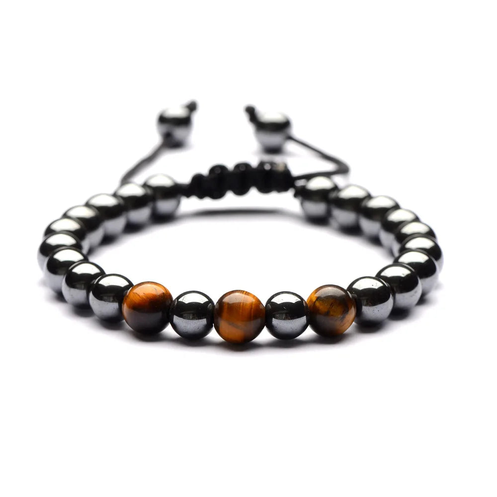Lover Friendship Weave 8mm Hematite 7 Chakra Turquoises Stone Bracelet Reiki Healing Beads Strand Energy Bracelets Jewelry