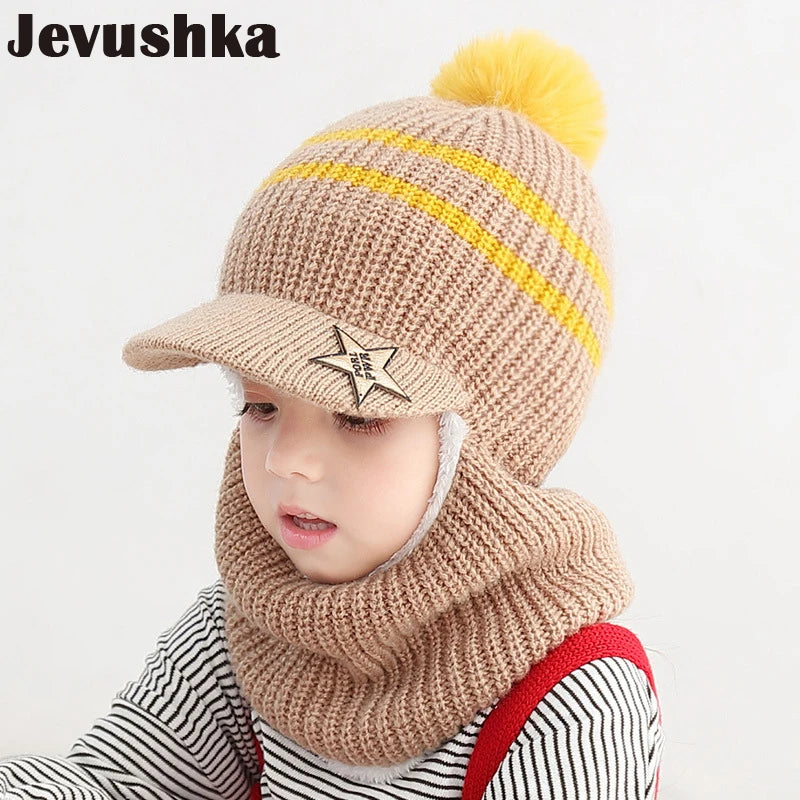 Baby Winter Hat Pom Pom Beanie Hats Baby Girl and Boy Hat with Warm Fleece Lining Caps for Kids HT19025