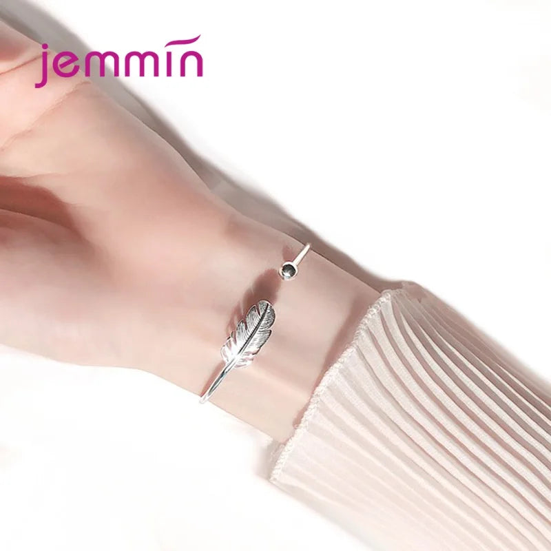 925 Silver Bracelets for Women Perfect Polished Fashion Women Opened Bangle Anti-allergy Sterling-silver-jewelry