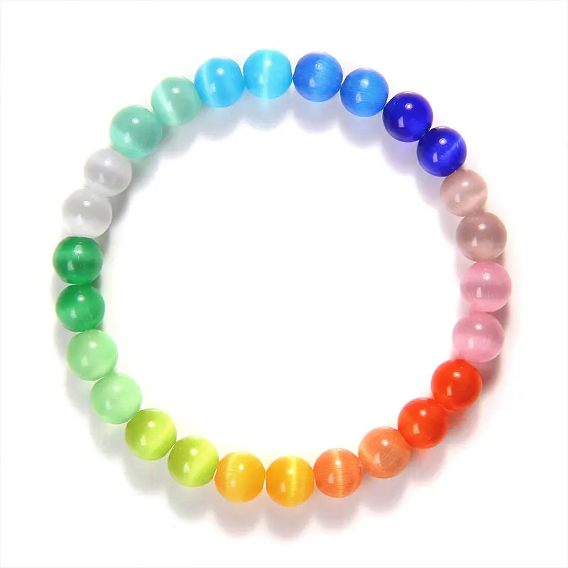 7 Chakra Bracelet Multicolor Cat Eye Bracelets Rainbow Reiki Healing Natural Stone Bracelets For Women Men Fashion Jewelry Gift