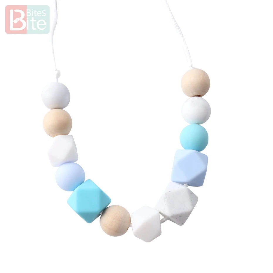Hemasa Baby Teething Necklace Food Grade Silicone Beads Long Chain Baby Goods Silicone Bead Nurse Gift For Baby Teether