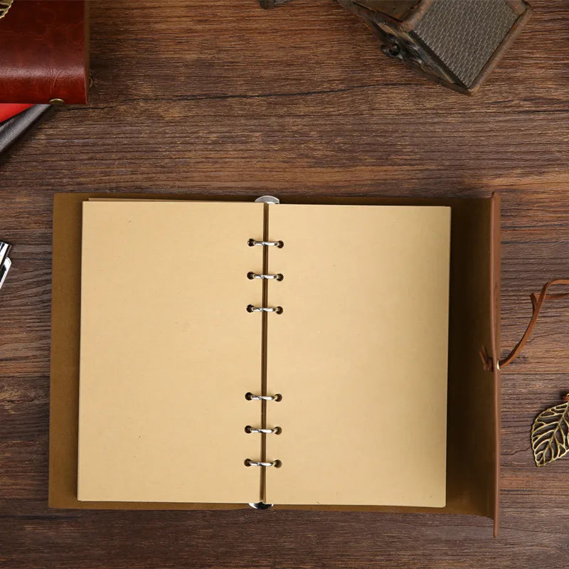 Vintage Traveler's Notebook Travel Journal Diary Planner Note Book Leather Cover A5 A6 Ring Binder Kraft Paper Blank Sketchbook