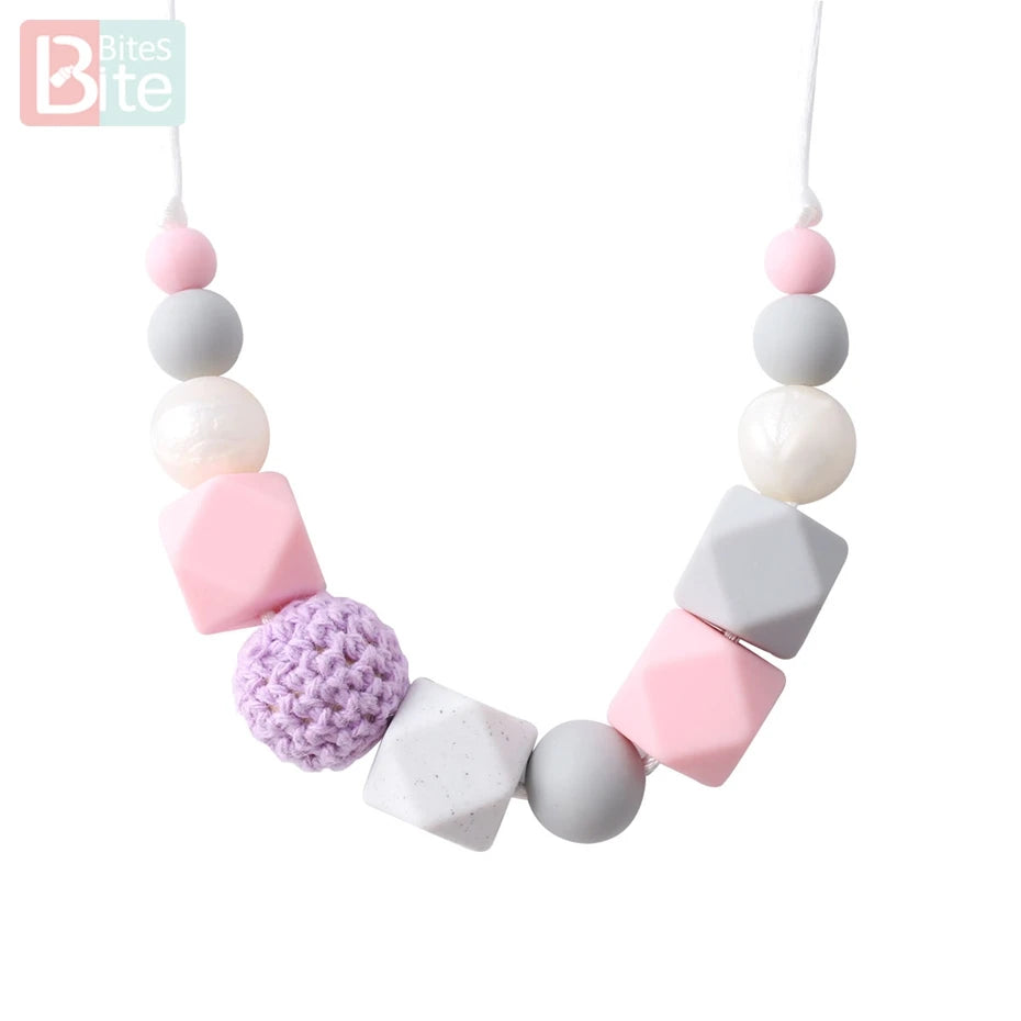 Hemasa Baby Teething Necklace Food Grade Silicone Beads Long Chain Baby Goods Silicone Bead Nurse Gift For Baby Teether